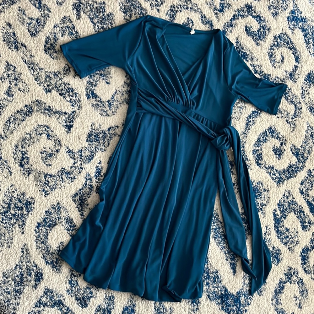 Pink Blush blue maternity dress